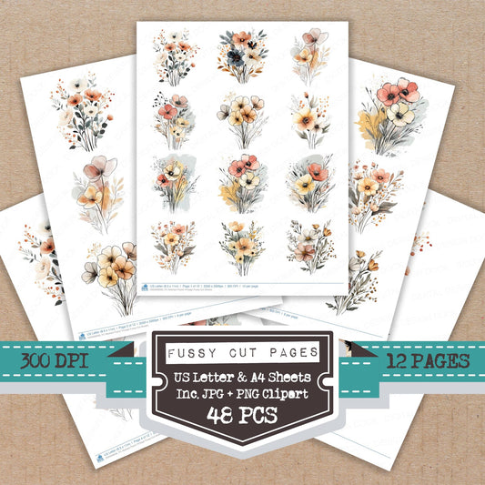 Abstract Pastel Vintage fussy cut printable sheets for junk journaling, scrapbooking, and paper craft projects