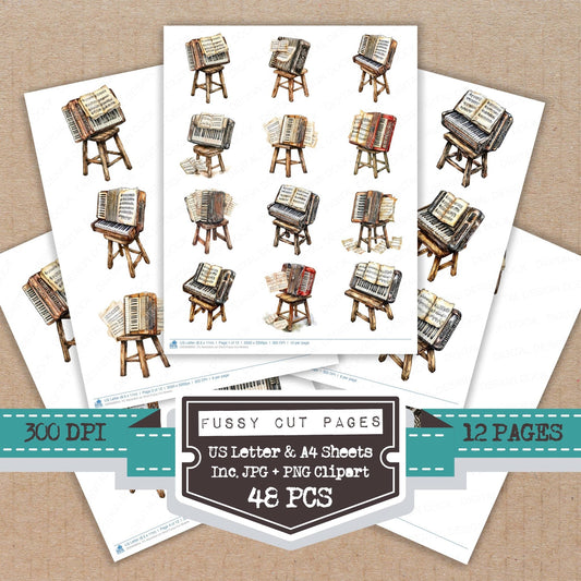 Accordion on Stool Fussy Cut Sheets (DDD008954)
