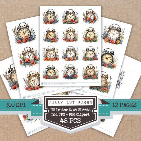 Alarm Clock in Wildflowers Fussy Cut Sheets (DDD008961)