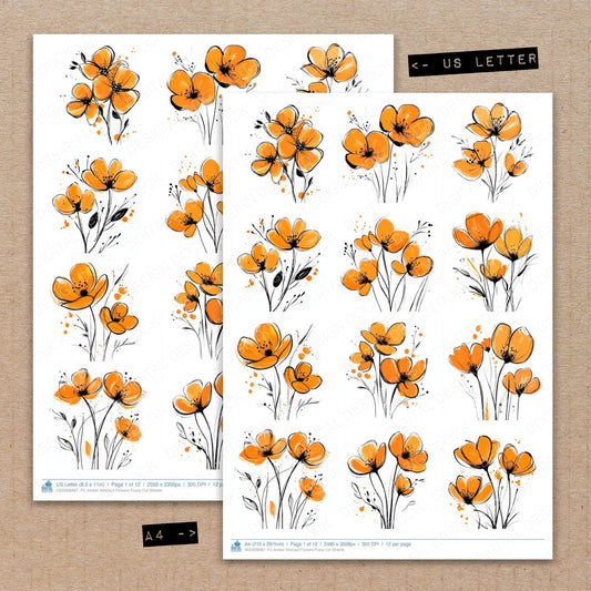 Amber Abstract Flowers Fussy Cut Sheets (DDD008967)
