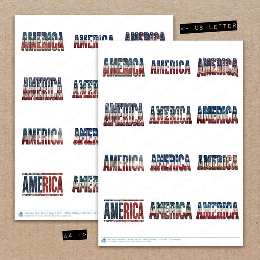 America Bold Flag Text Fussy Cut Sheets (DDD008968)
