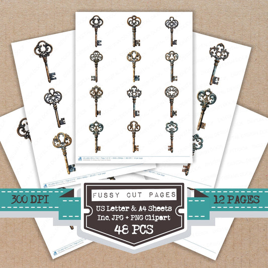 Antique Key Fussy Cut Sheets (DDD008983)
