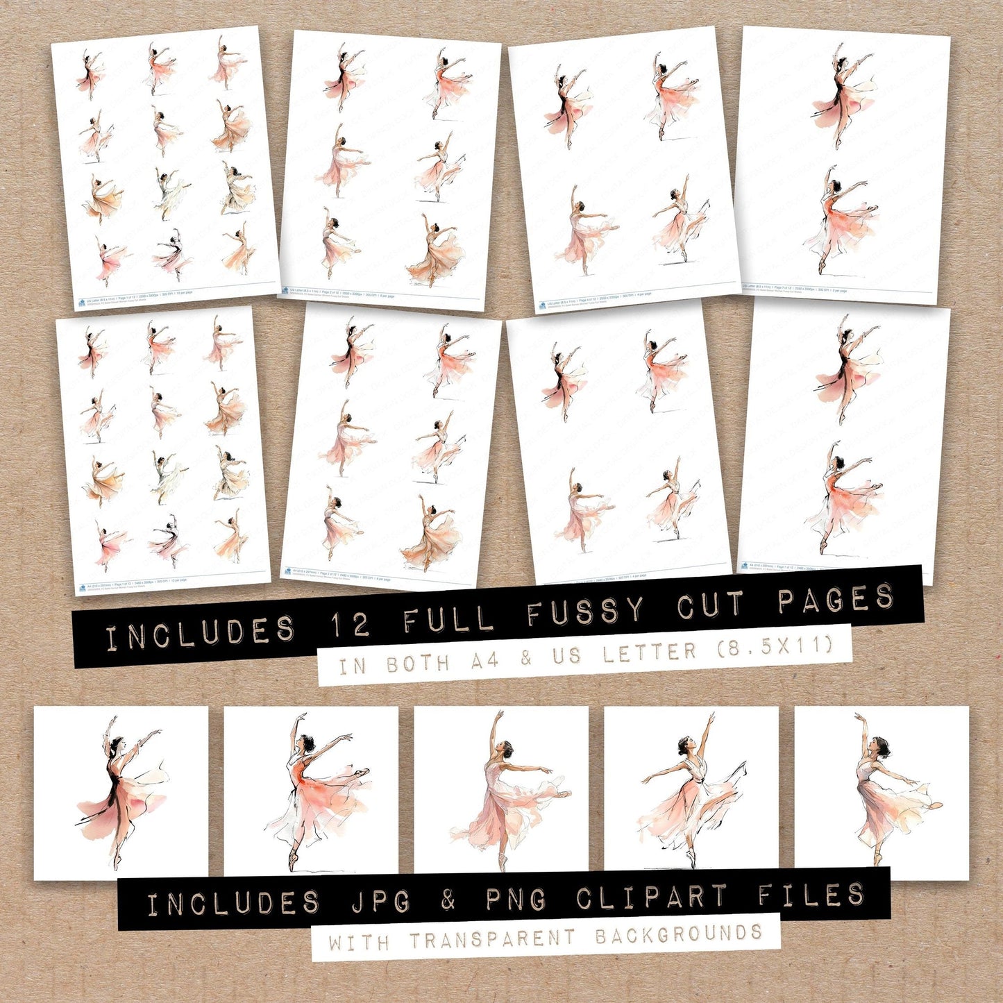 Ballet Dancer Woman Fussy Cut Sheets (DDD009023)