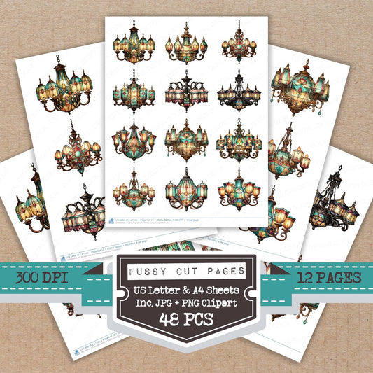 Baroque Hanging Tiffany Lamp Fussy Cut Sheets (DDD009029)