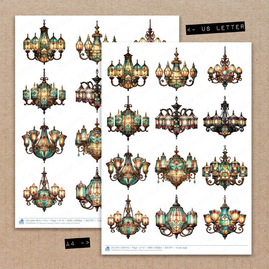 Baroque Hanging Tiffany Lamp Fussy Cut Sheets (DDD009029)