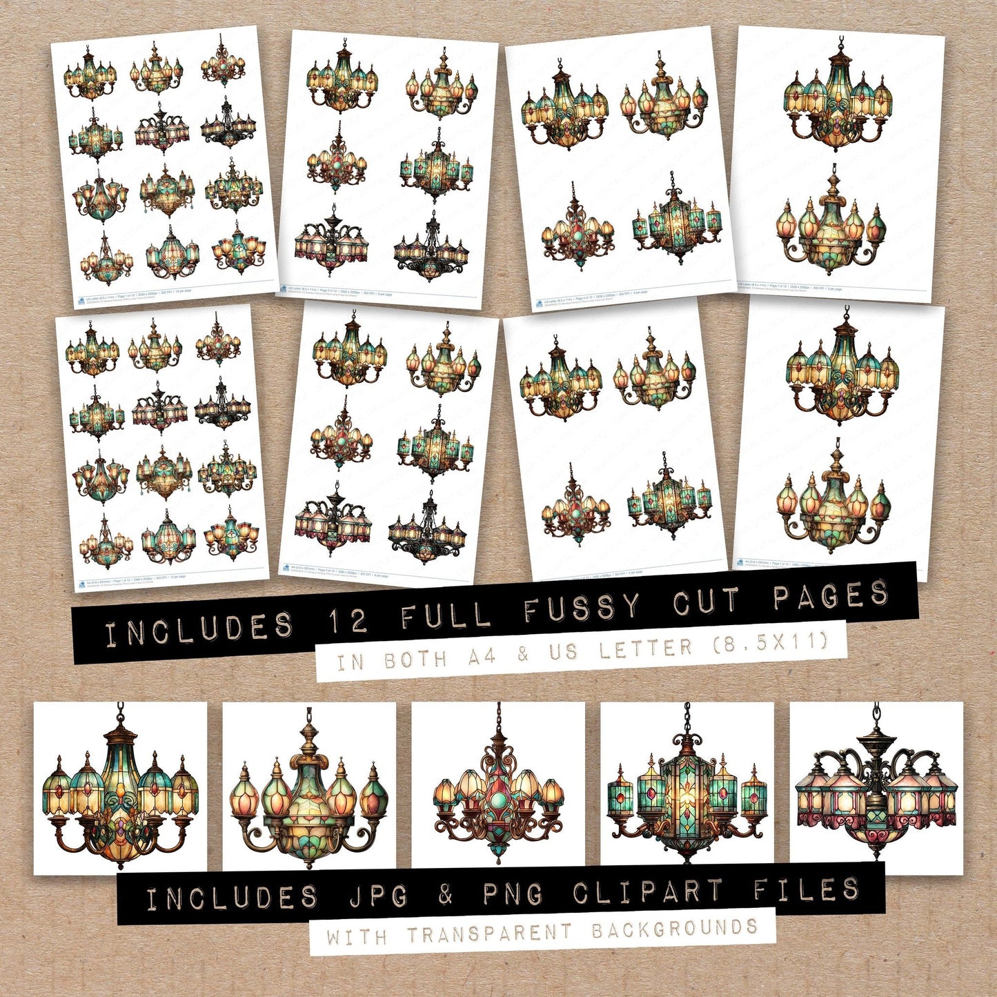 Baroque Hanging Tiffany Lamp Fussy Cut Sheets (DDD009029)