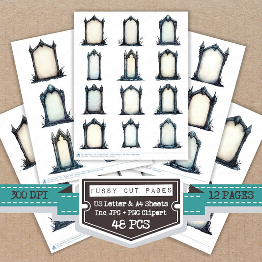 Blank Gothic Headstone Fussy Cut Sheets (DDD009082)