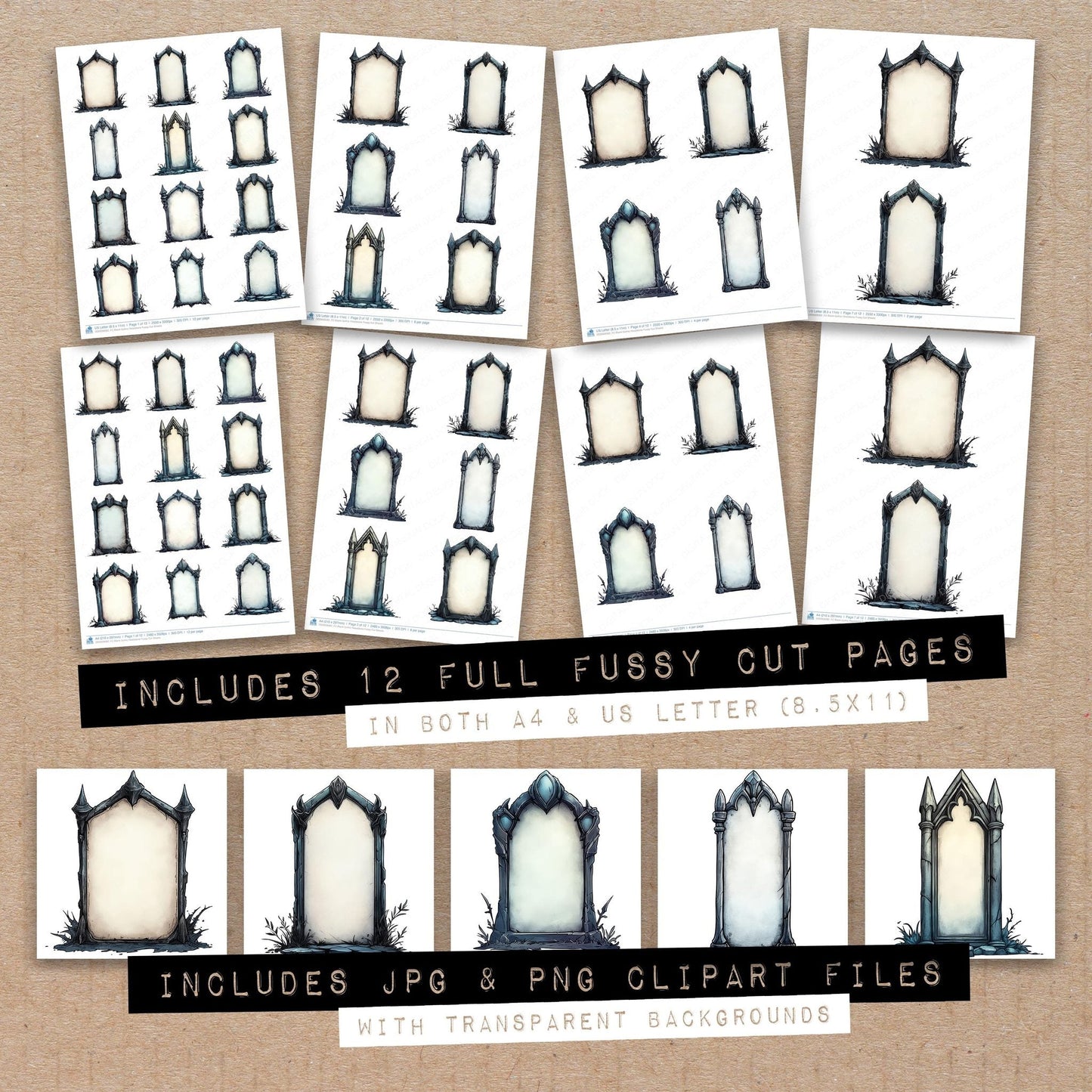 Blank Gothic Headstone Fussy Cut Sheets (DDD009082)