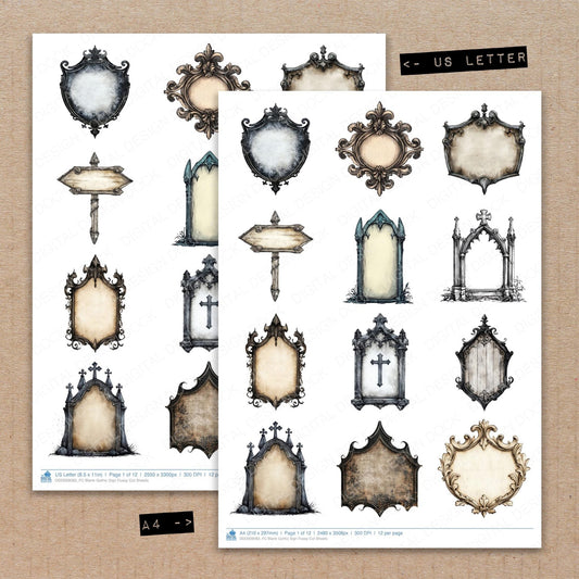 Blank Gothic Sign Fussy Cut Sheets (DDD009083)