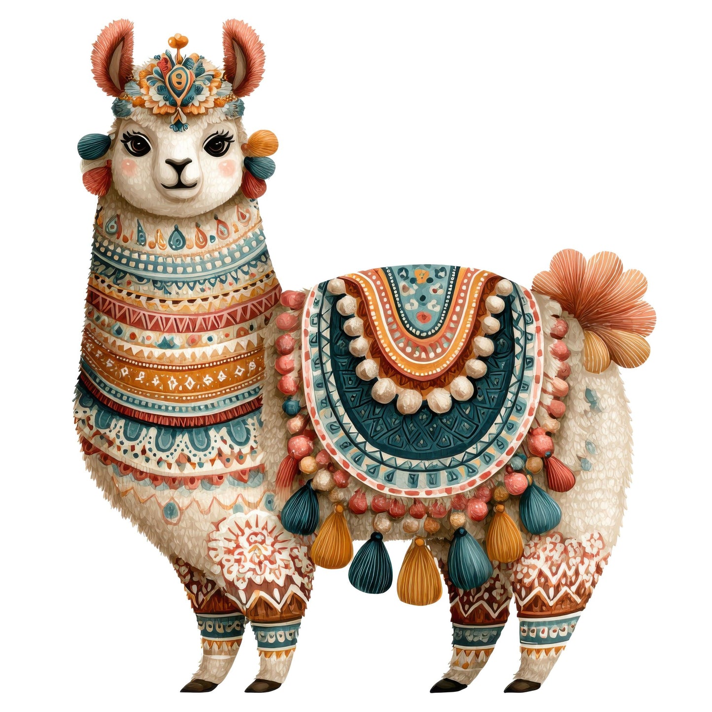 Boho Decorated Llama Fussy Cut Sheets (DDD009098)