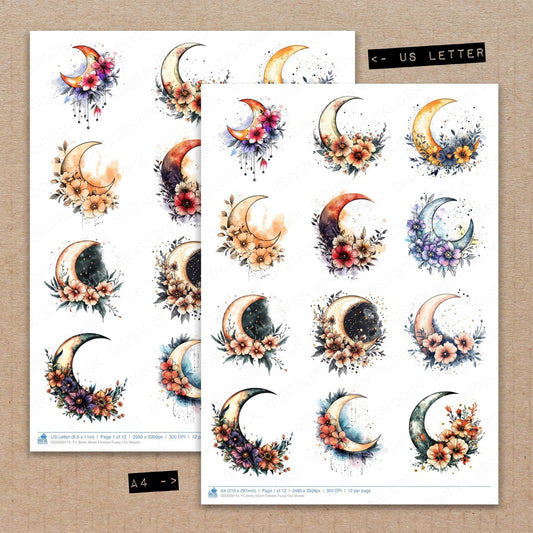 Boho Moon Flowers Fussy Cut Sheets (DDD009115)