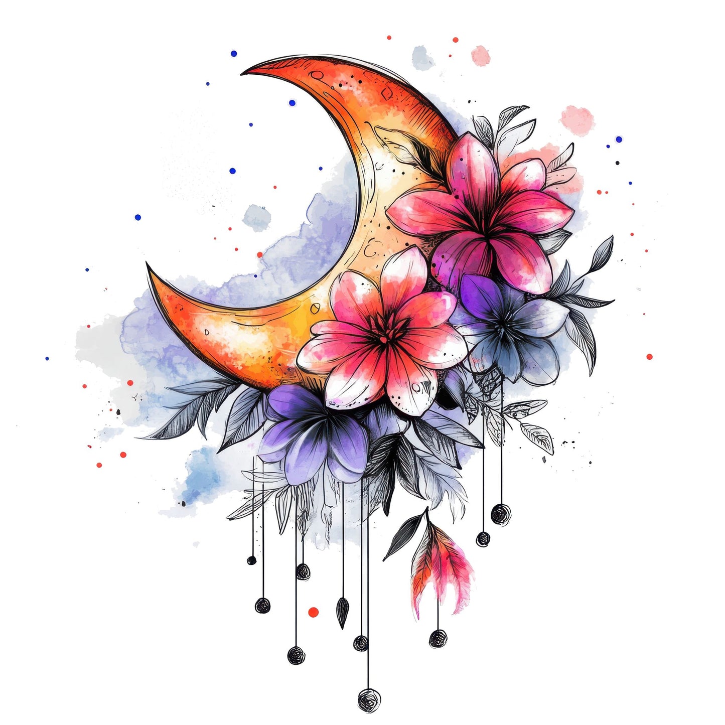Boho Moon Flowers Fussy Cut Sheets (DDD009115)