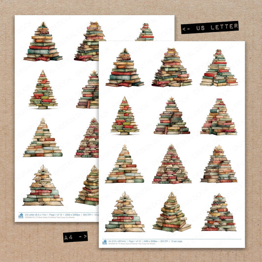 Book Stack Christmas Tree Fussy Cut Sheets (DDD009132)