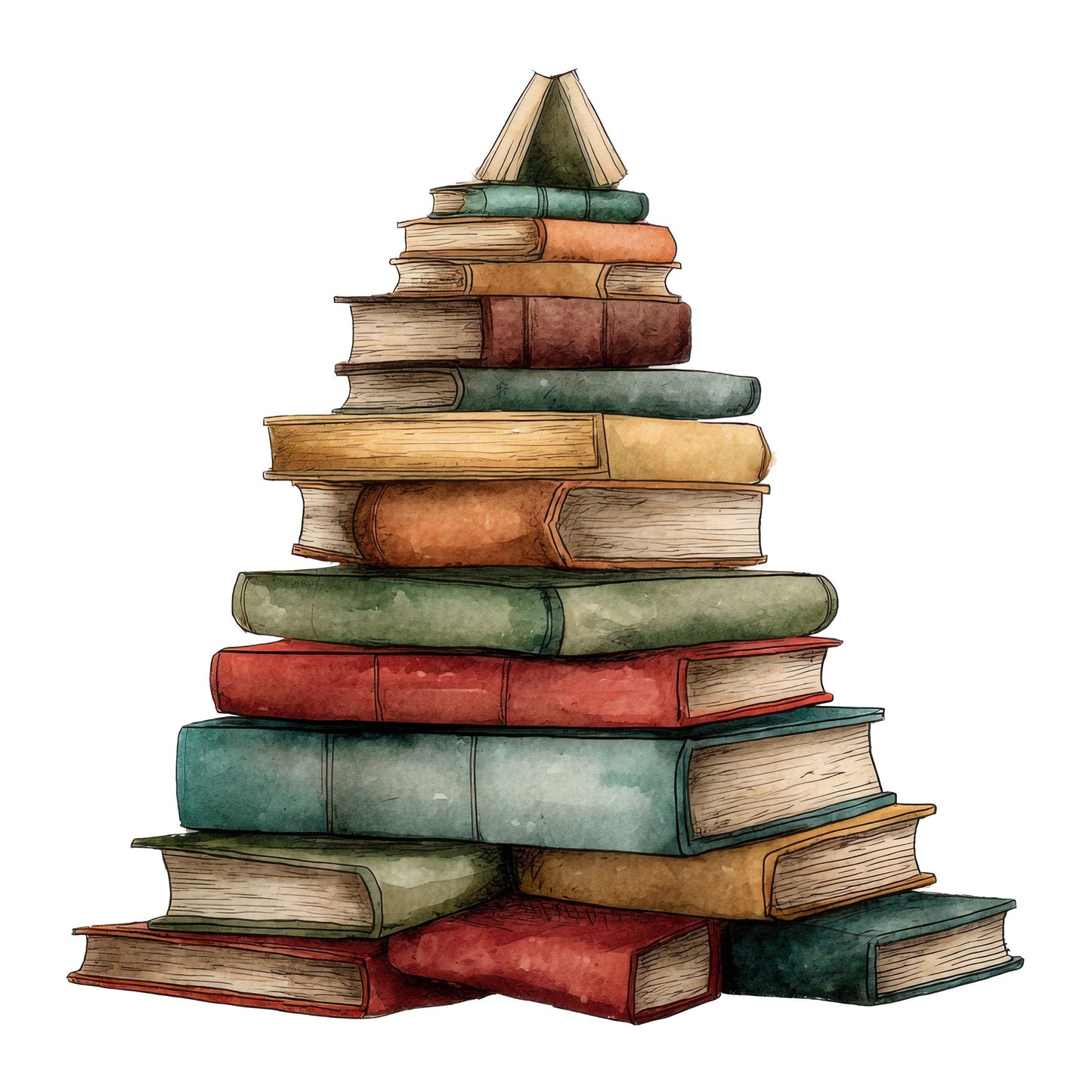 Book Stack Christmas Tree Fussy Cut Sheets (DDD009132)