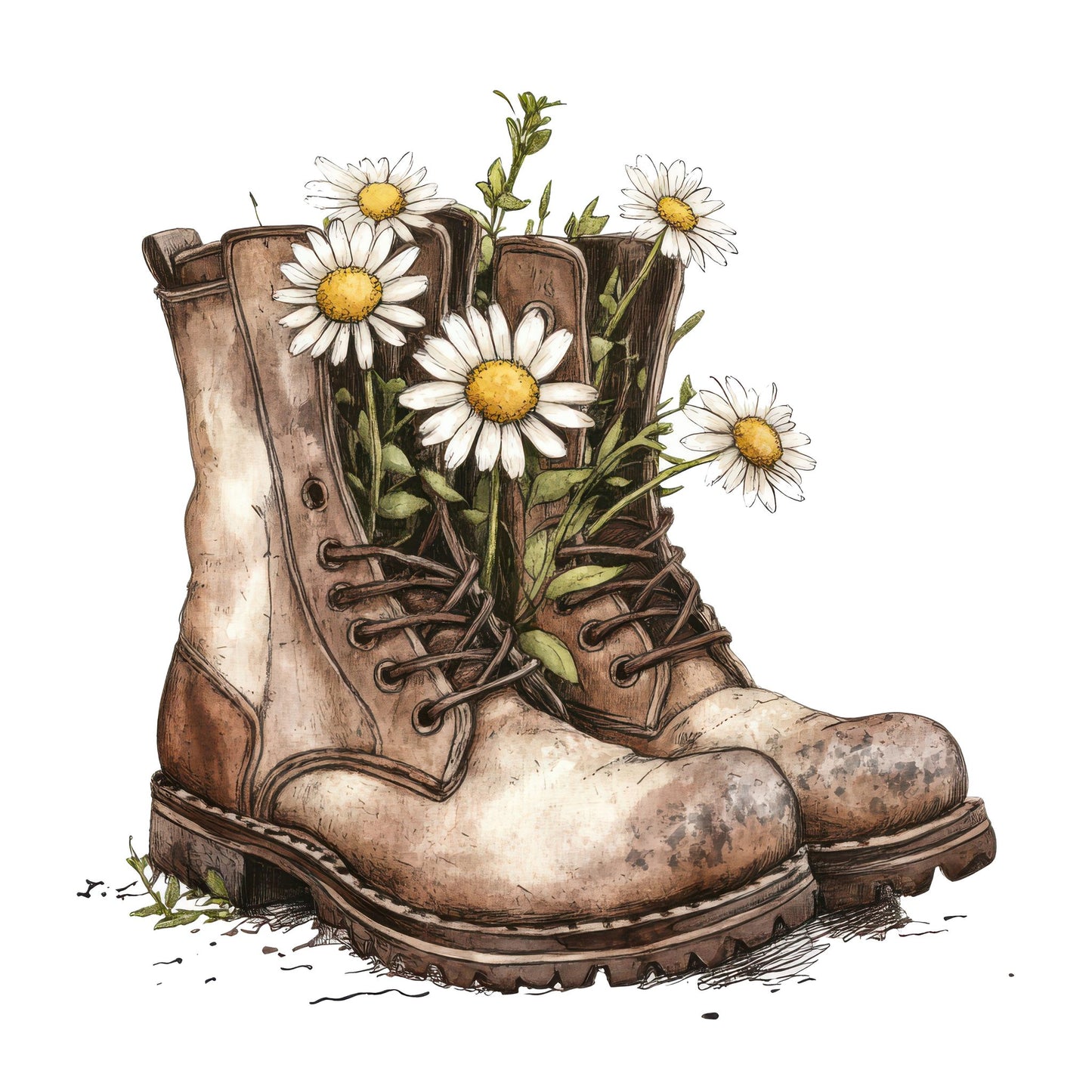 Boots Filled with Daisies Fussy Cut Sheets (DDD009138)