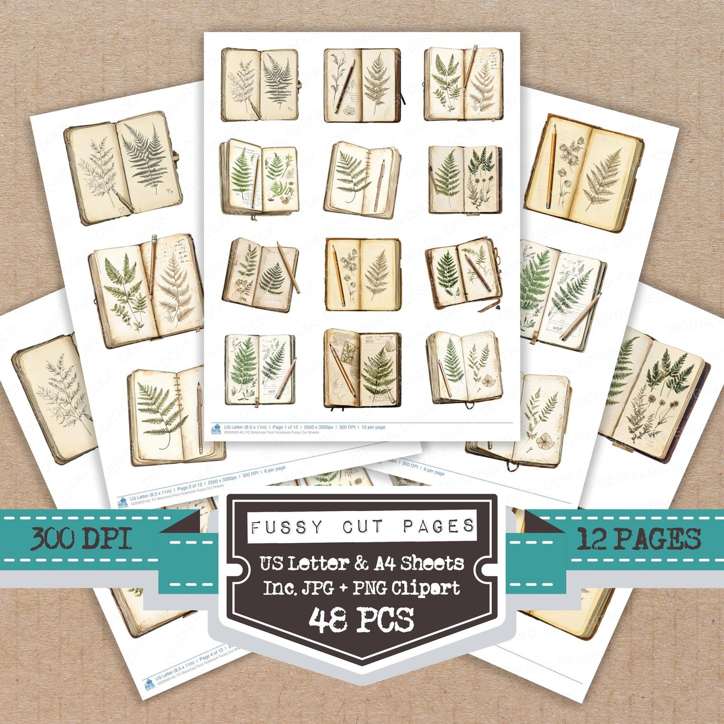 Botanical Field Notebook Fussy Cut Sheets (DDD009140)
