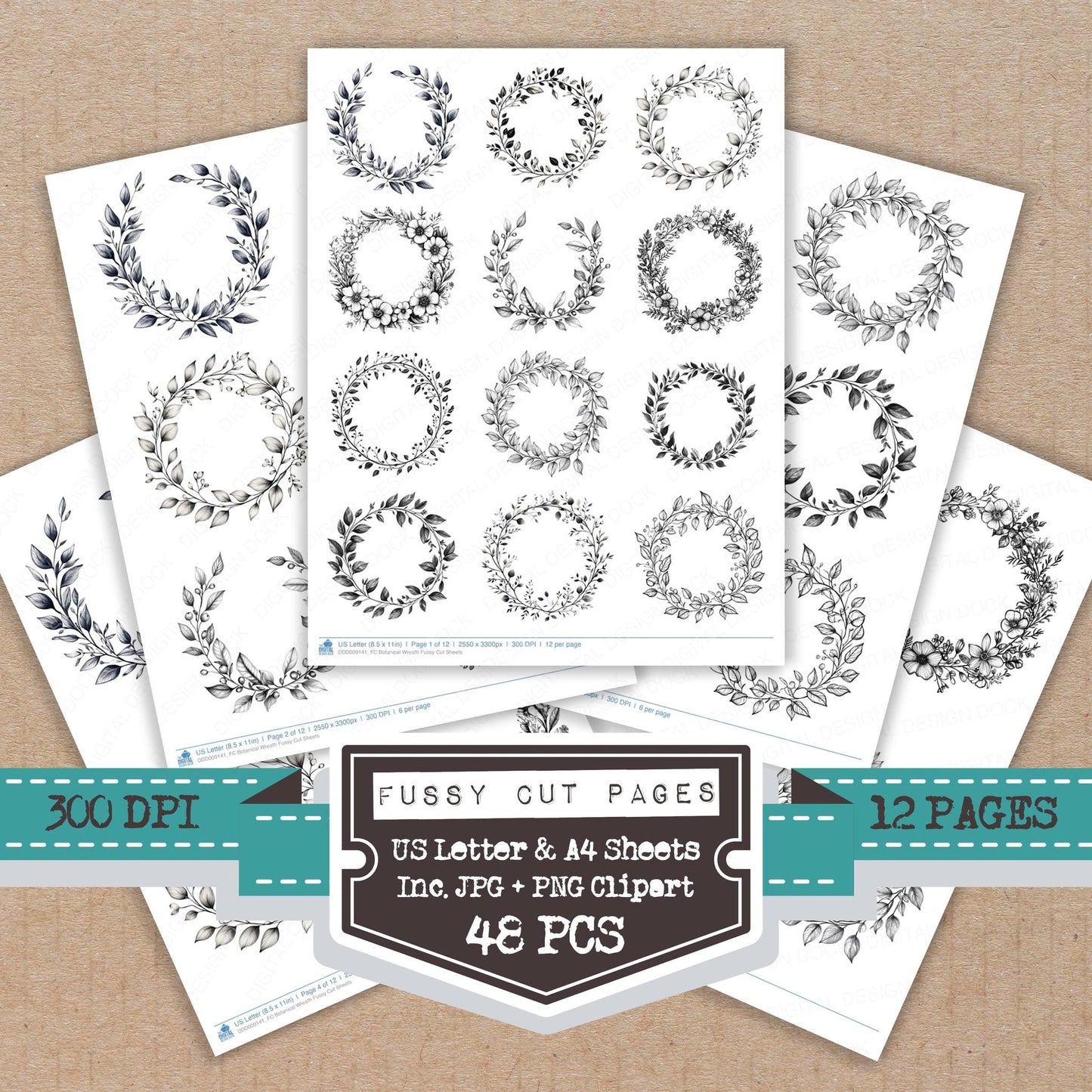 Botanical Wreath Fussy Cut Sheets (DDD009141)