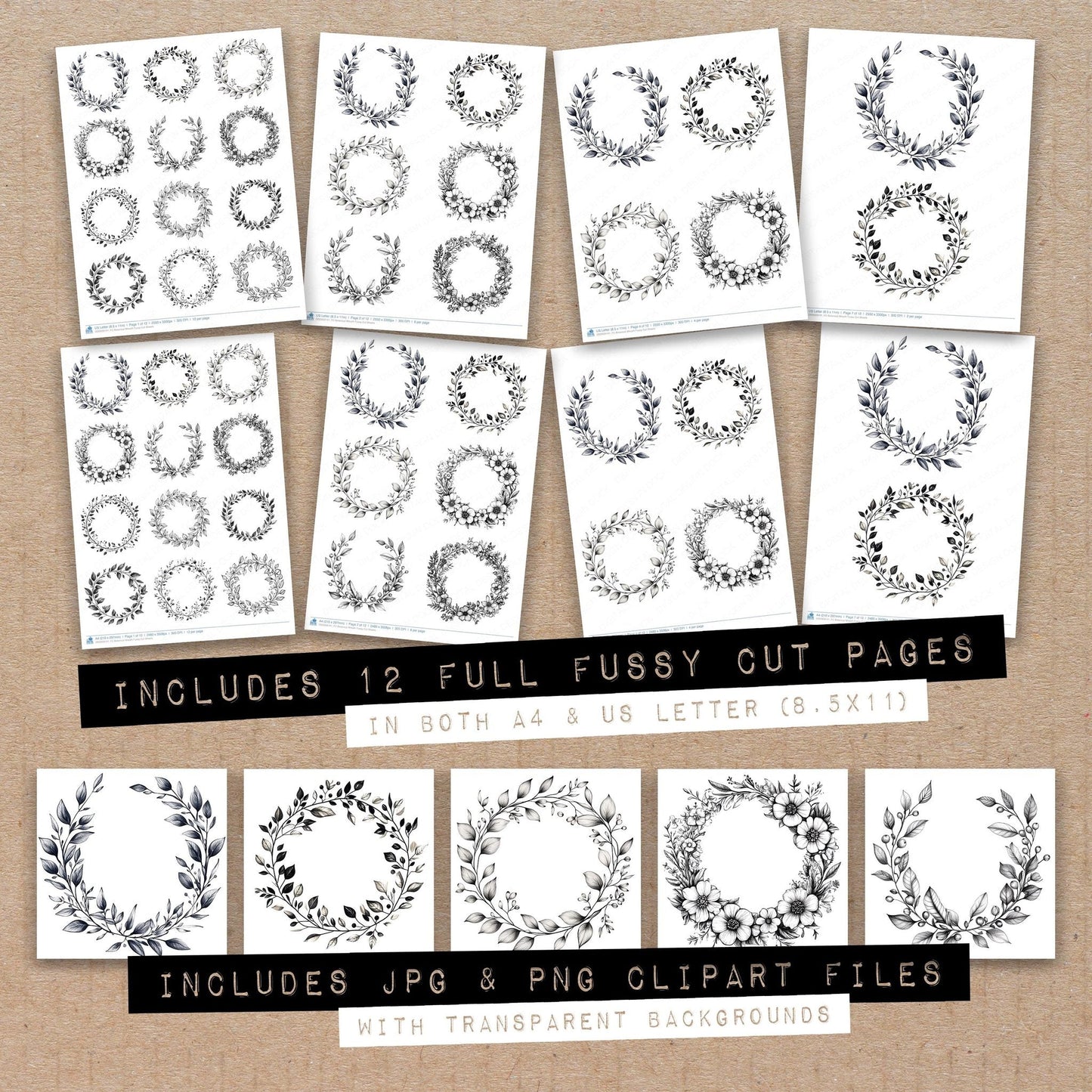Botanical Wreath Fussy Cut Sheets (DDD009141)