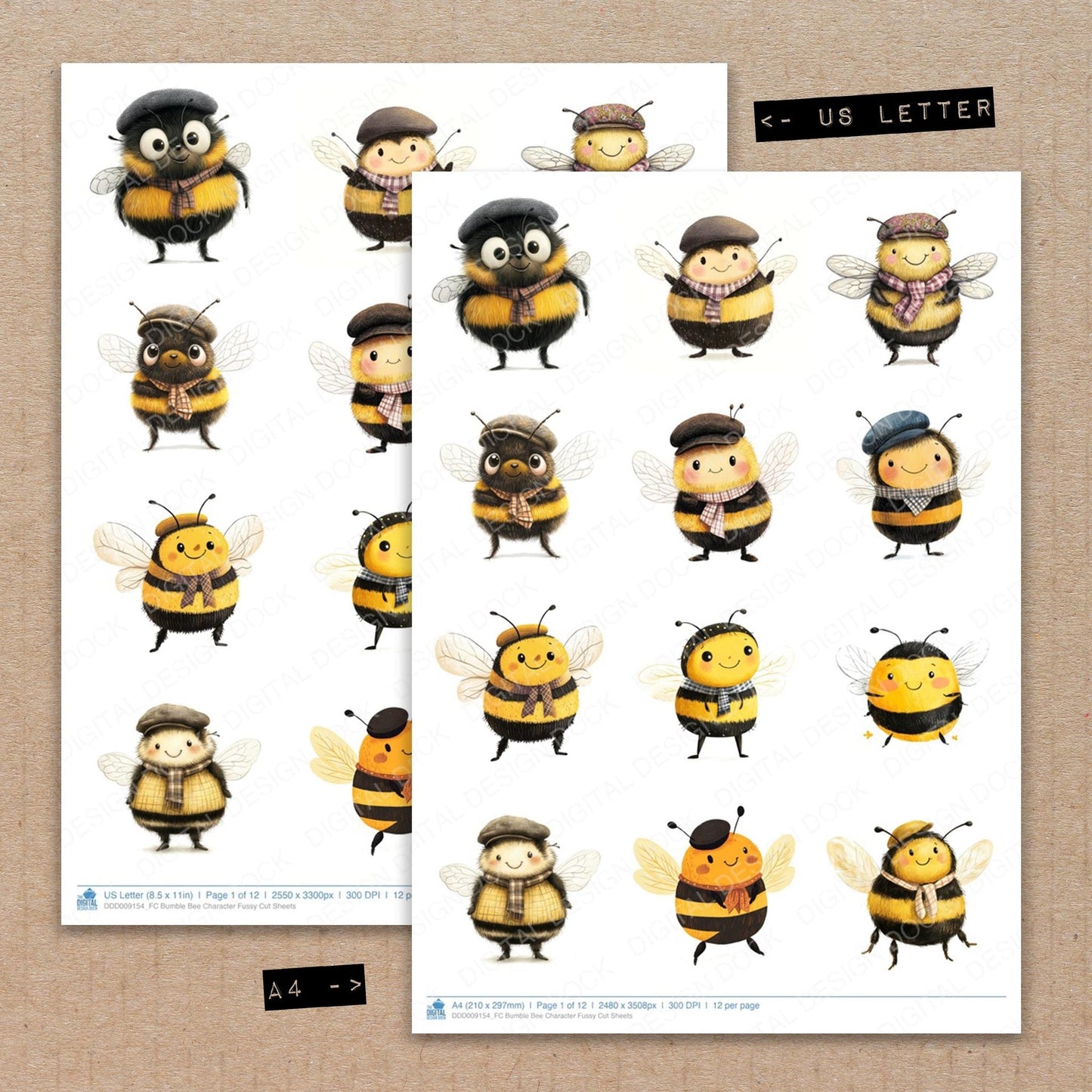 Bumble Bee Character Fussy Cut Sheets (DDD009154)
