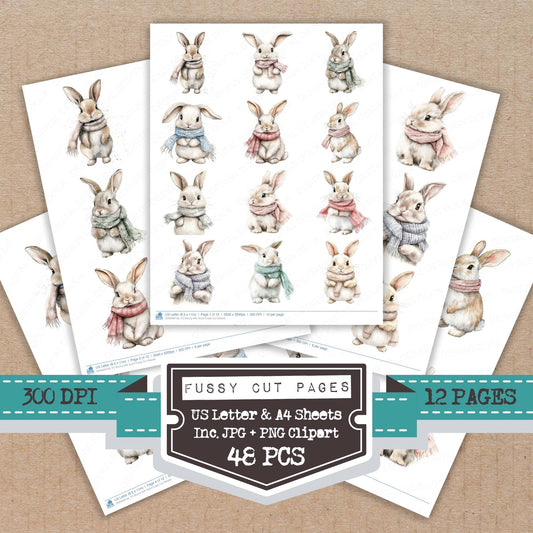Bunny with Scarf Fussy Cut Sheets (DDD009158)