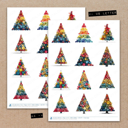 Button Thread Christmas Tree Fussy Cut Sheets (DDD009166)