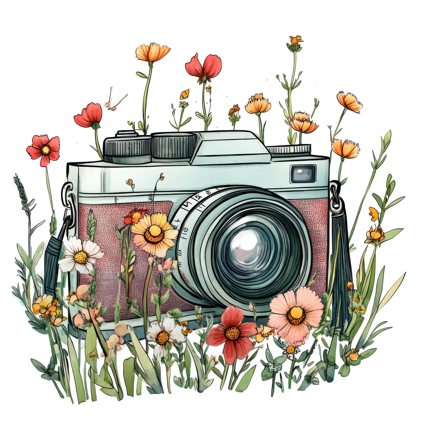 Camera in Wildflowers Fussy Cut Sheets (DDD009170)