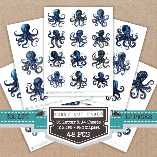 Celestial Pattern Octopus Fussy Cut Sheets (DDD009207)
