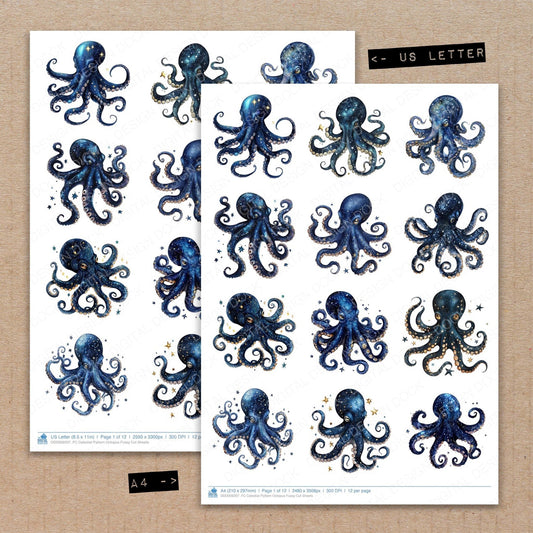 Celestial Pattern Octopus Fussy Cut Sheets (DDD009207)