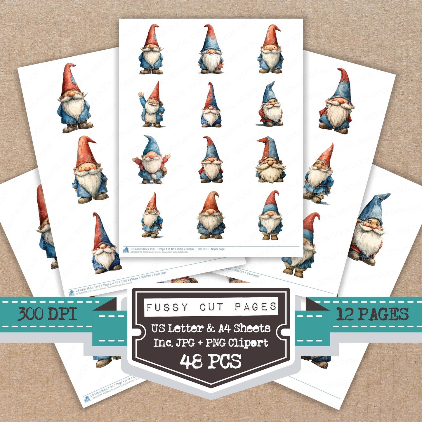 Cheerful Gnome Character Fussy Cut Sheets (DDD009216)