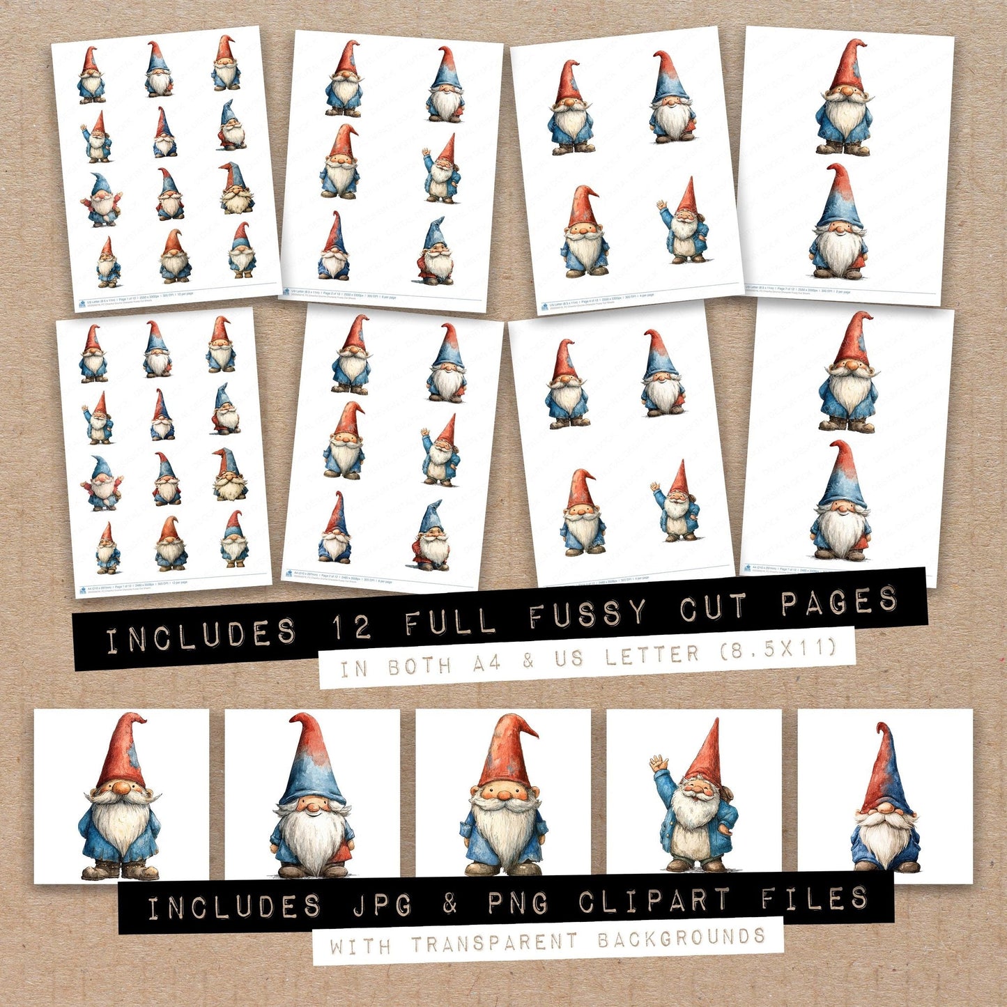 Cheerful Gnome Character Fussy Cut Sheets (DDD009216)