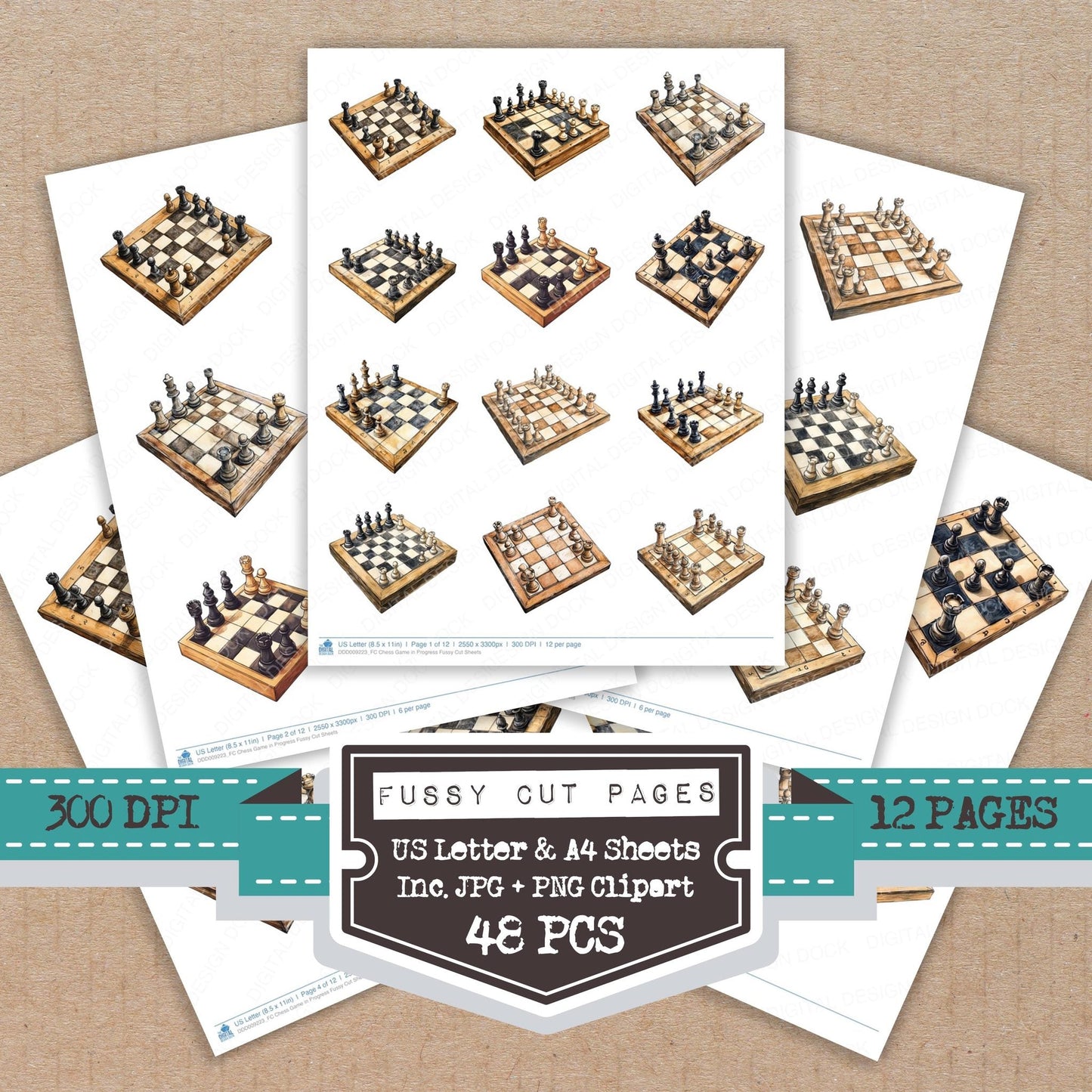 Chess Game in Progress Fussy Cut Sheets (DDD009223)