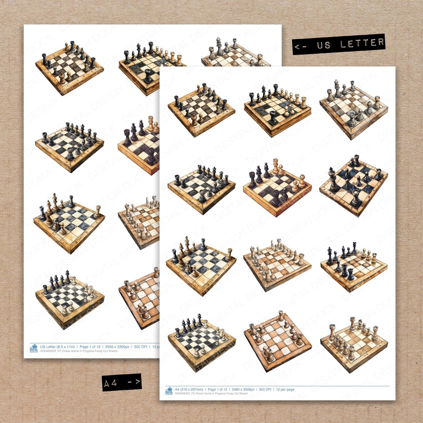 Chess Game in Progress Fussy Cut Sheets (DDD009223)