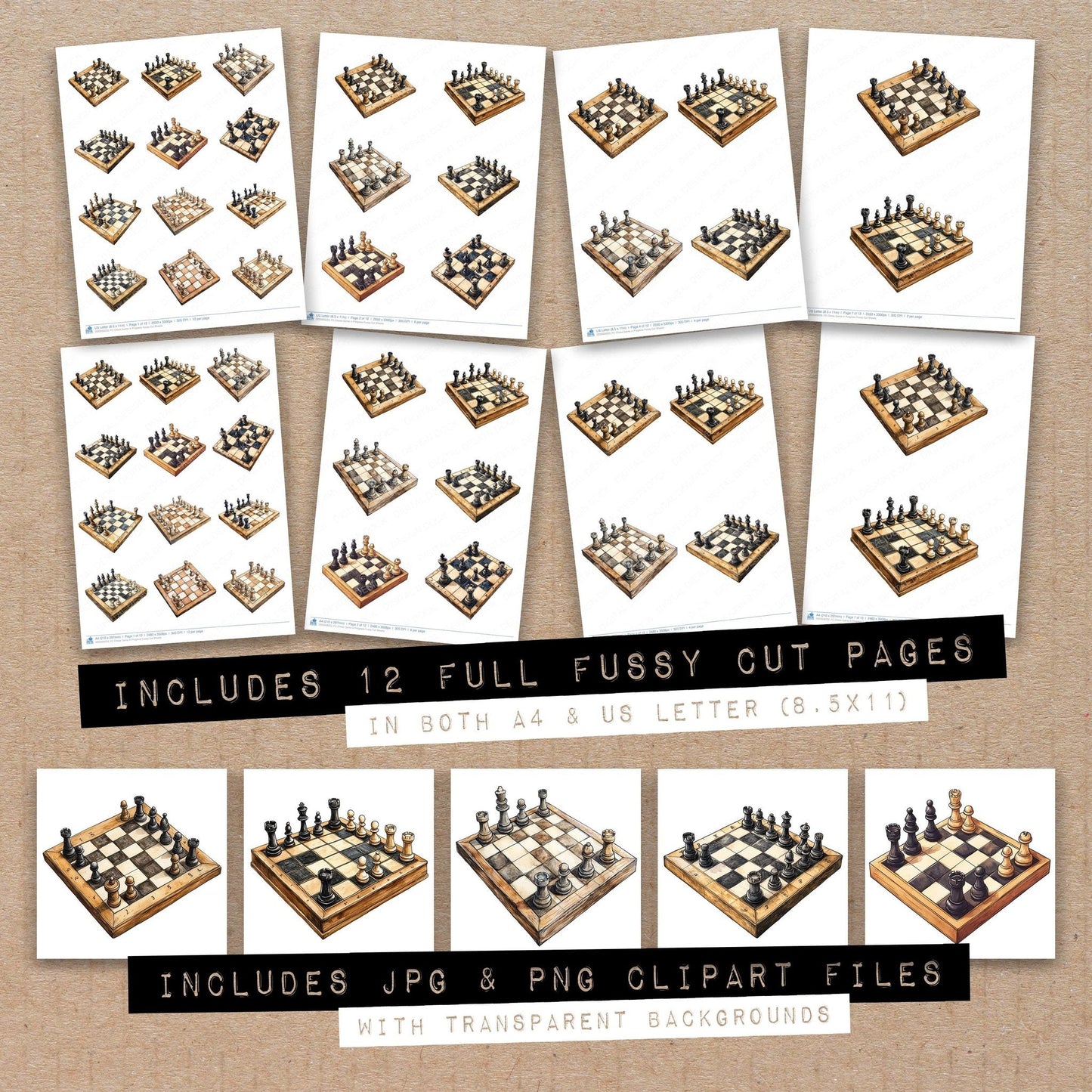 Chess Game in Progress Fussy Cut Sheets (DDD009223)