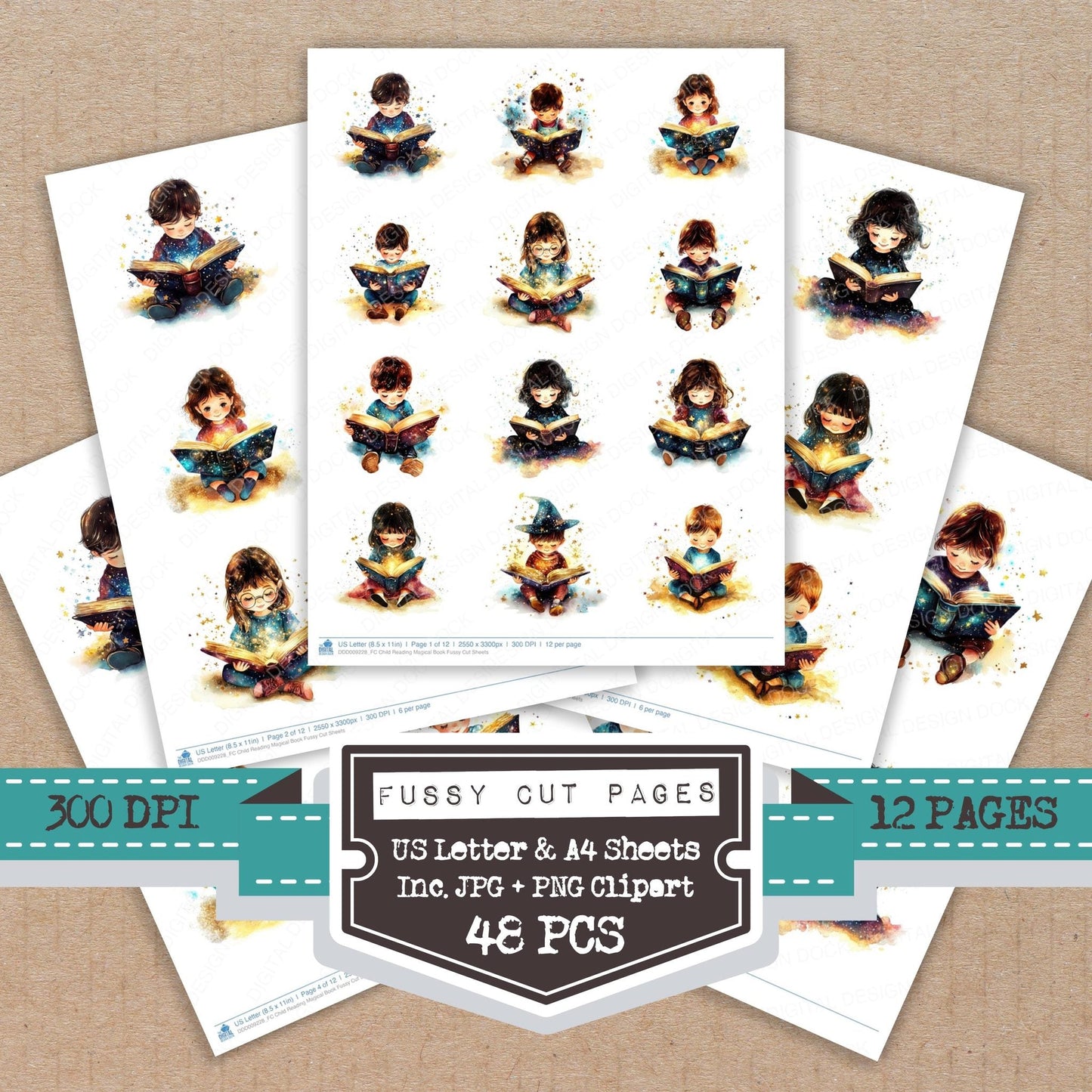 Child Reading Magical Book Fussy Cut Sheets (DDD009228)