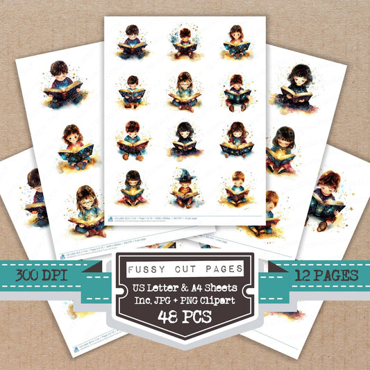 Child Reading Magical Book Fussy Cut Sheets (DDD009228)