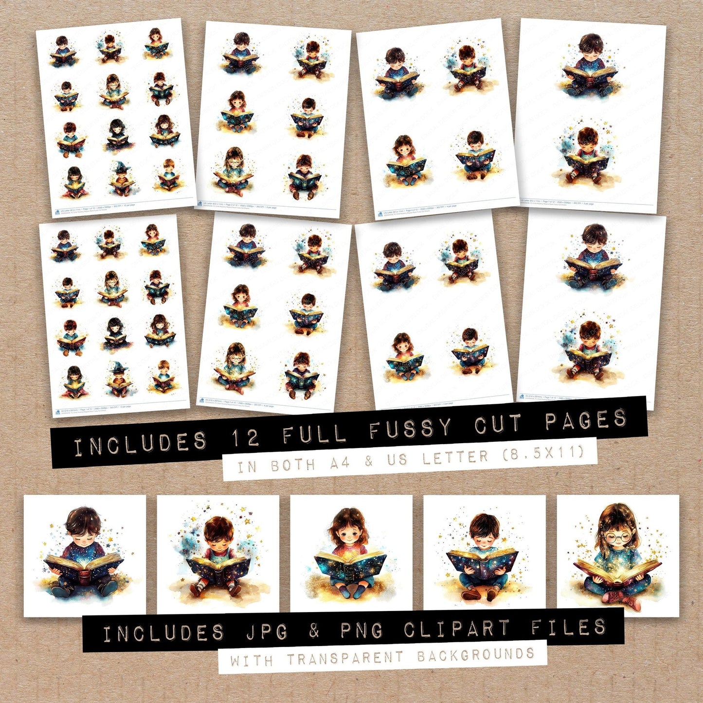 Child Reading Magical Book Fussy Cut Sheets (DDD009228)