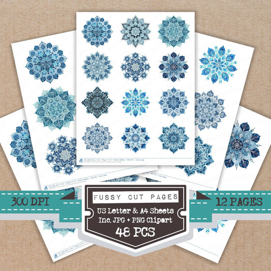 Christmas Folk Art Snowflake Fussy Cut Sheets (DDD009261)