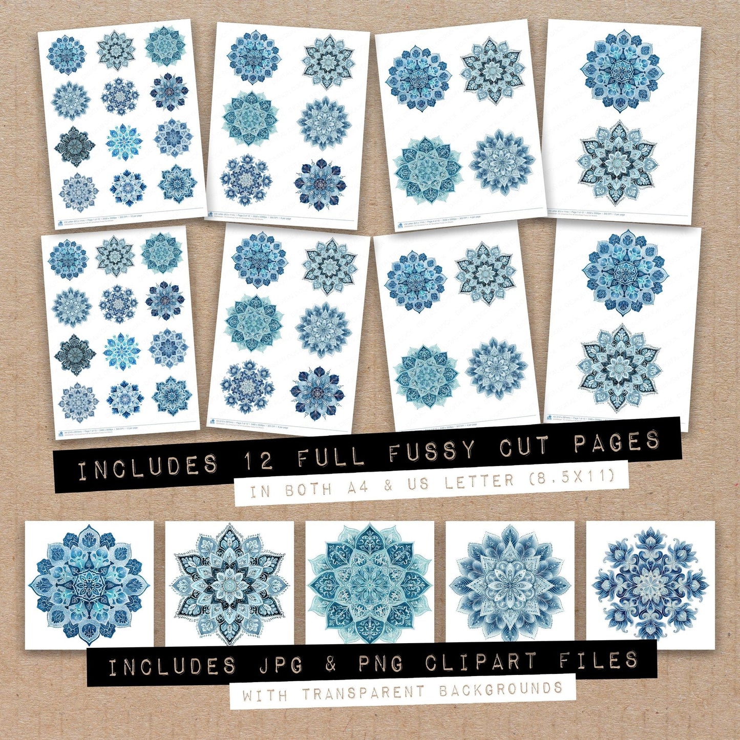 Christmas Folk Art Snowflake Fussy Cut Sheets (DDD009261)