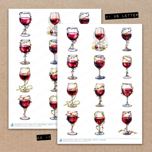 Christmas Glass of Wine Fussy Cut Sheets (DDD009265)
