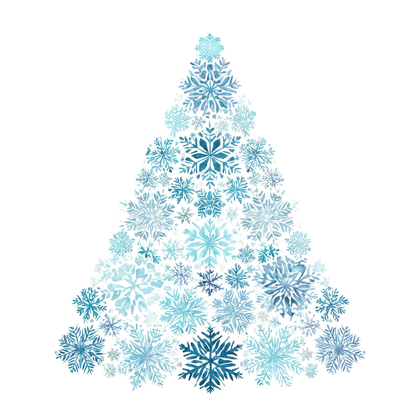 Christmas Watercolour Snowflake Tree Fussy Cut Sheets (DDD009337)