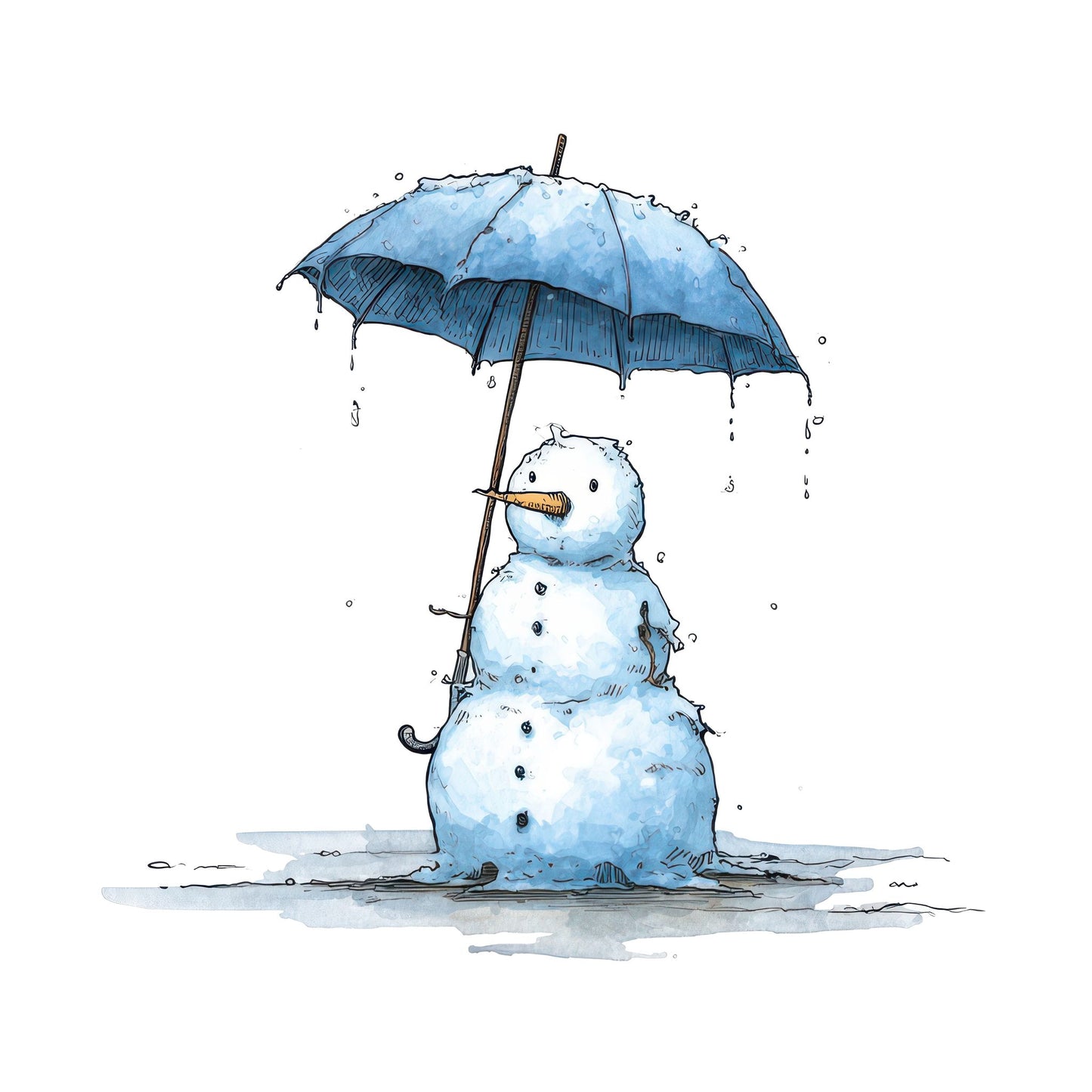 Christmas Watercolour Snowman Umbrella Fussy Cut Sheets (DDD009341)