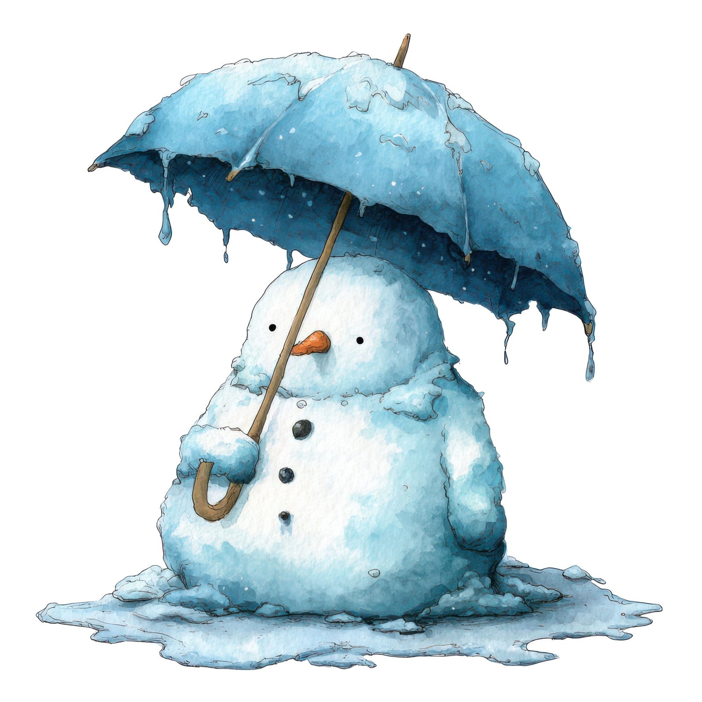 Christmas Watercolour Snowman Umbrella Fussy Cut Sheets (DDD009341)