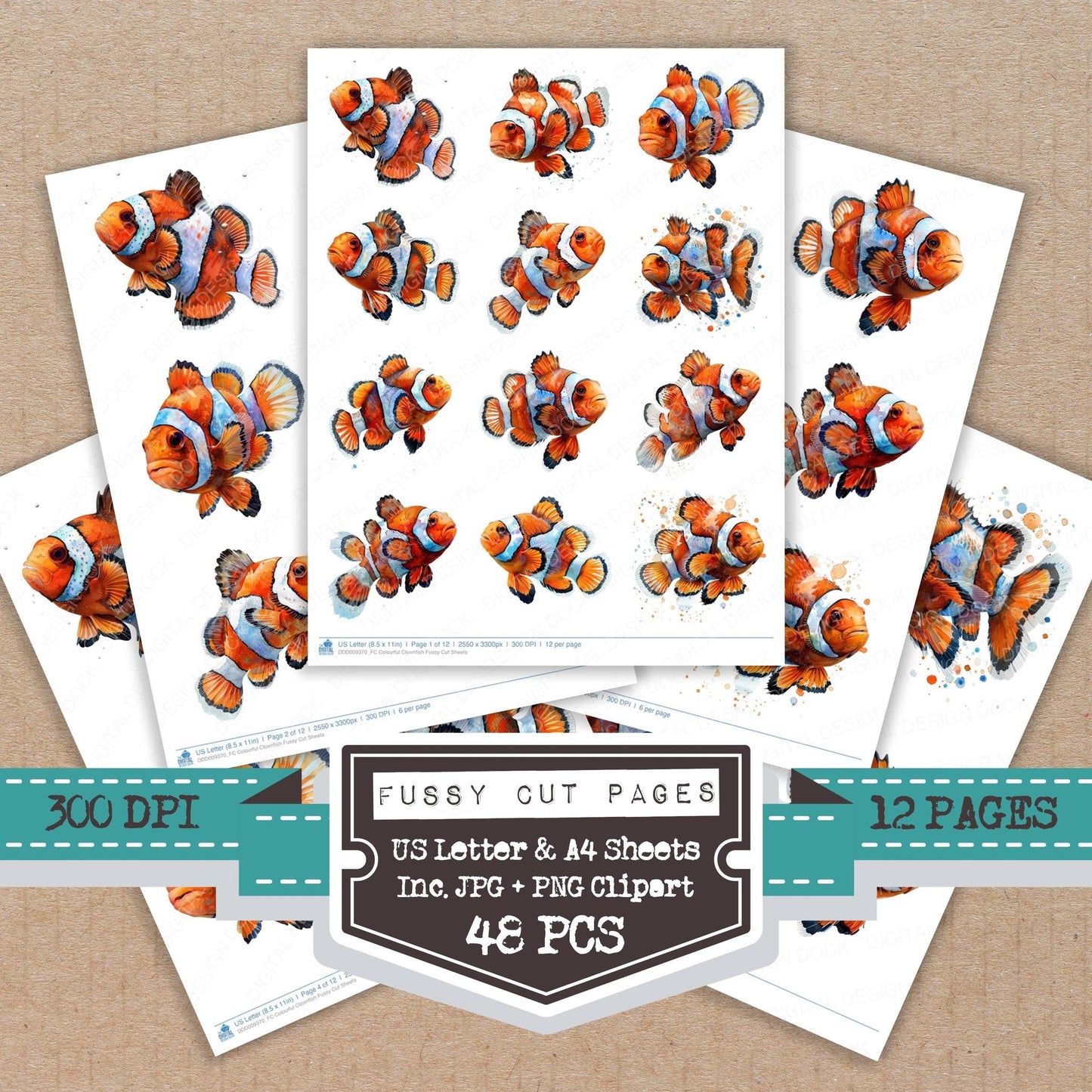 Colourful Clownfish Fussy Cut Sheets (DDD009370)