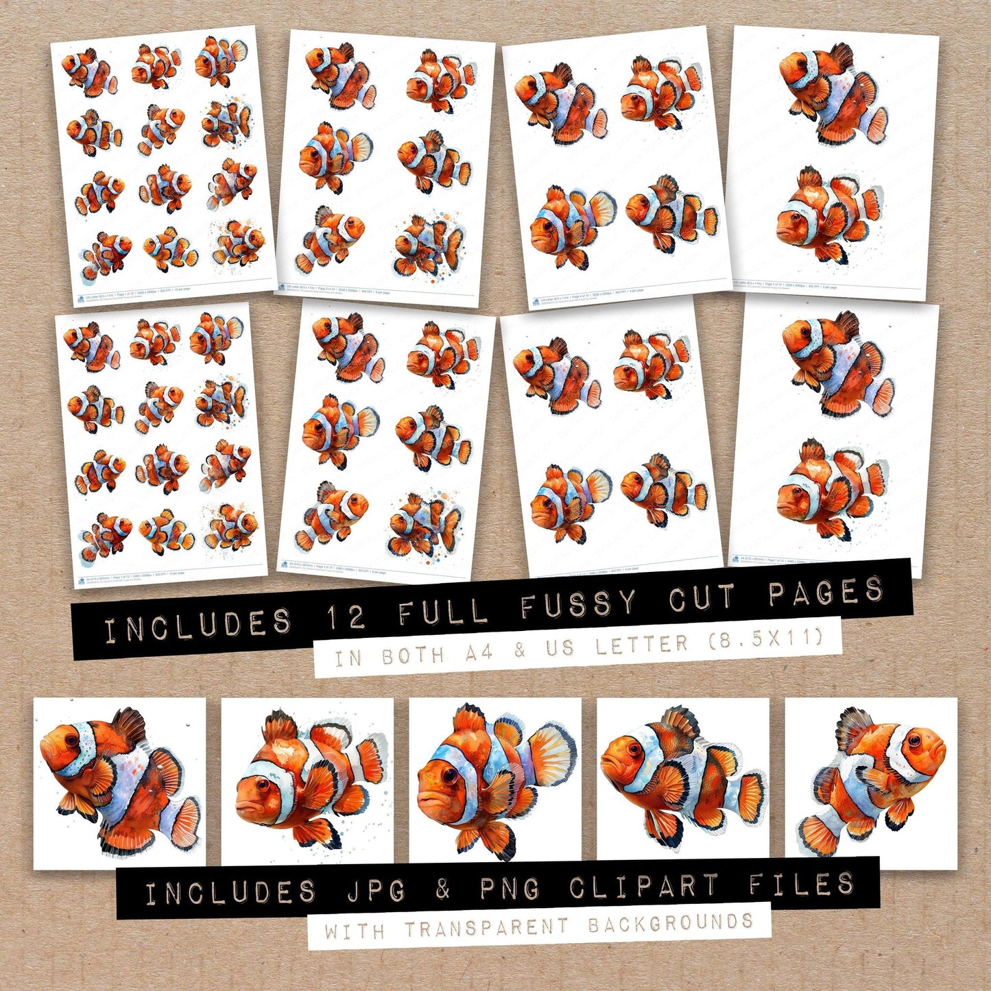 Colourful Clownfish Fussy Cut Sheets (DDD009370)