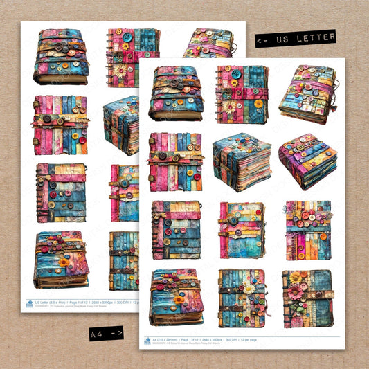 Colourful Journal Diary Book Fussy Cut Sheets (DDD009372)