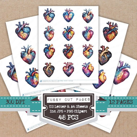 Cosmic Theme Heart Fussy Cut Sheets (DDD009390)