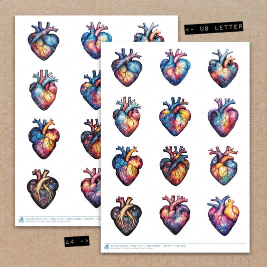 Cosmic Theme Heart Fussy Cut Sheets (DDD009390)