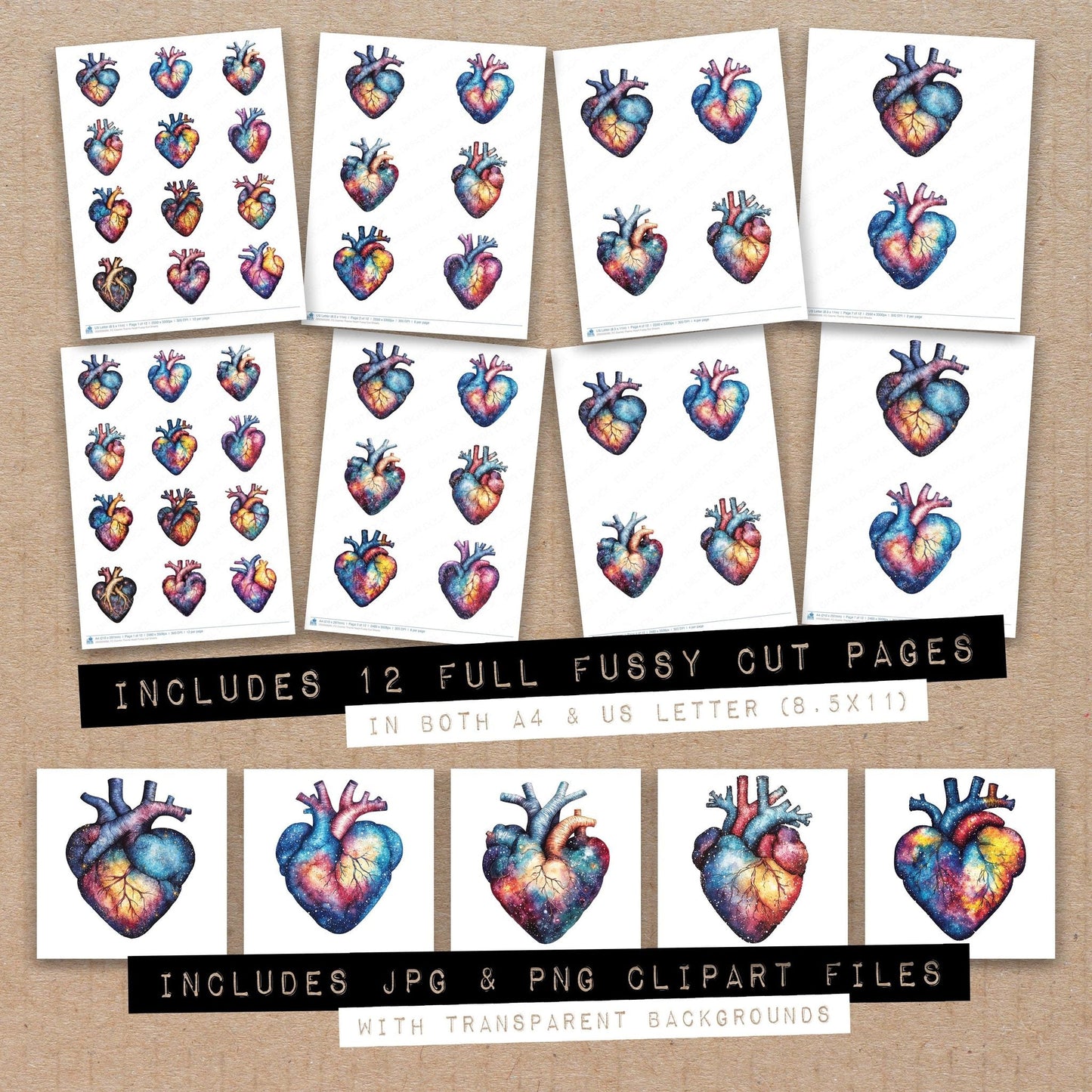 Cosmic Theme Heart Fussy Cut Sheets (DDD009390)
