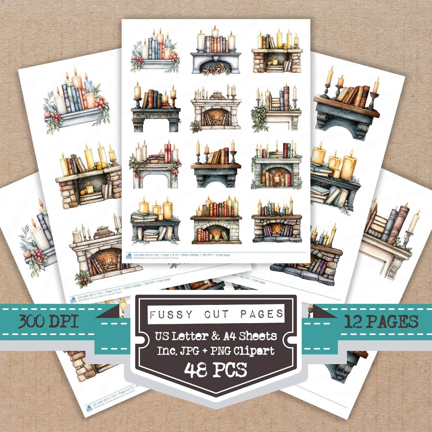 Cozy Mantel Fussy Cut Sheets (DDD009396)