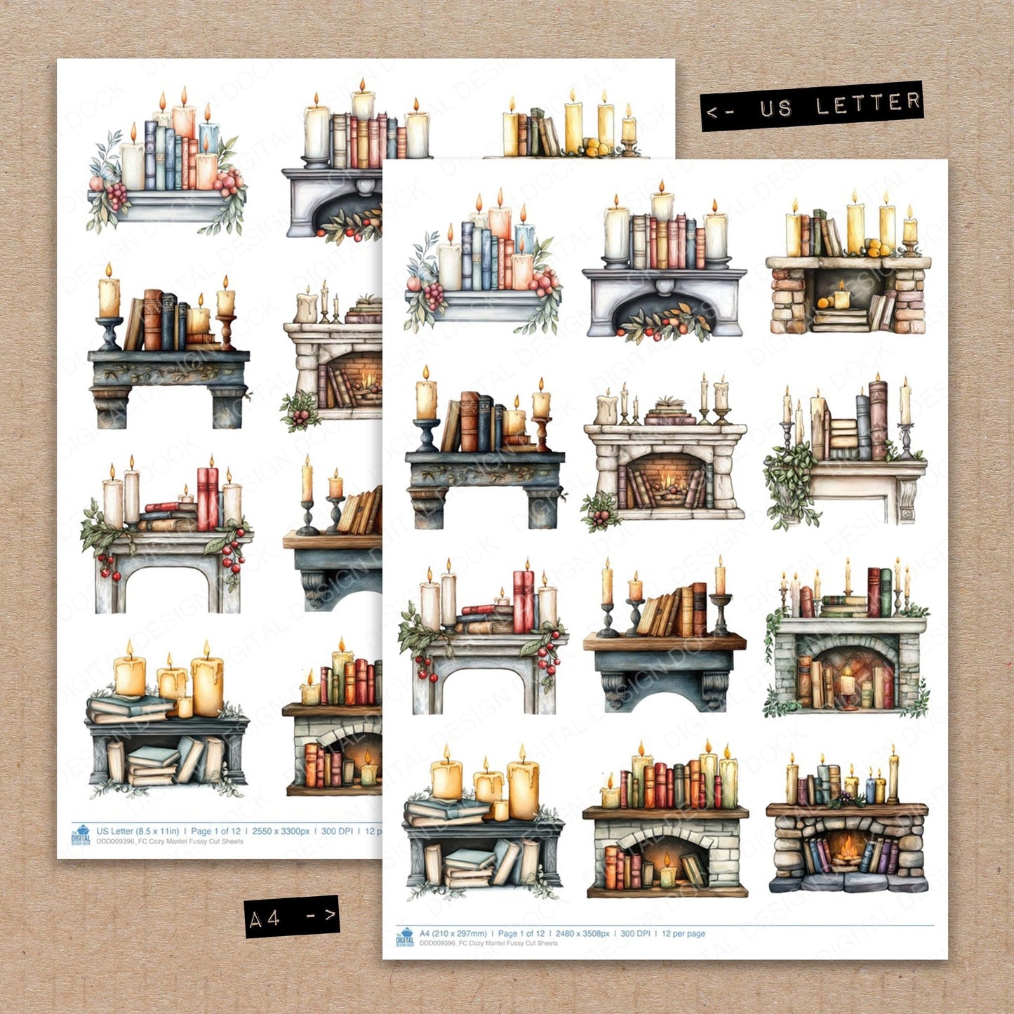 Cozy Mantel Fussy Cut Sheets (DDD009396)